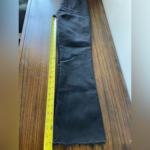 Mother, 24, The Hustler ankle fray women black denim designer raw hem flare jean - Picture 8 of 11